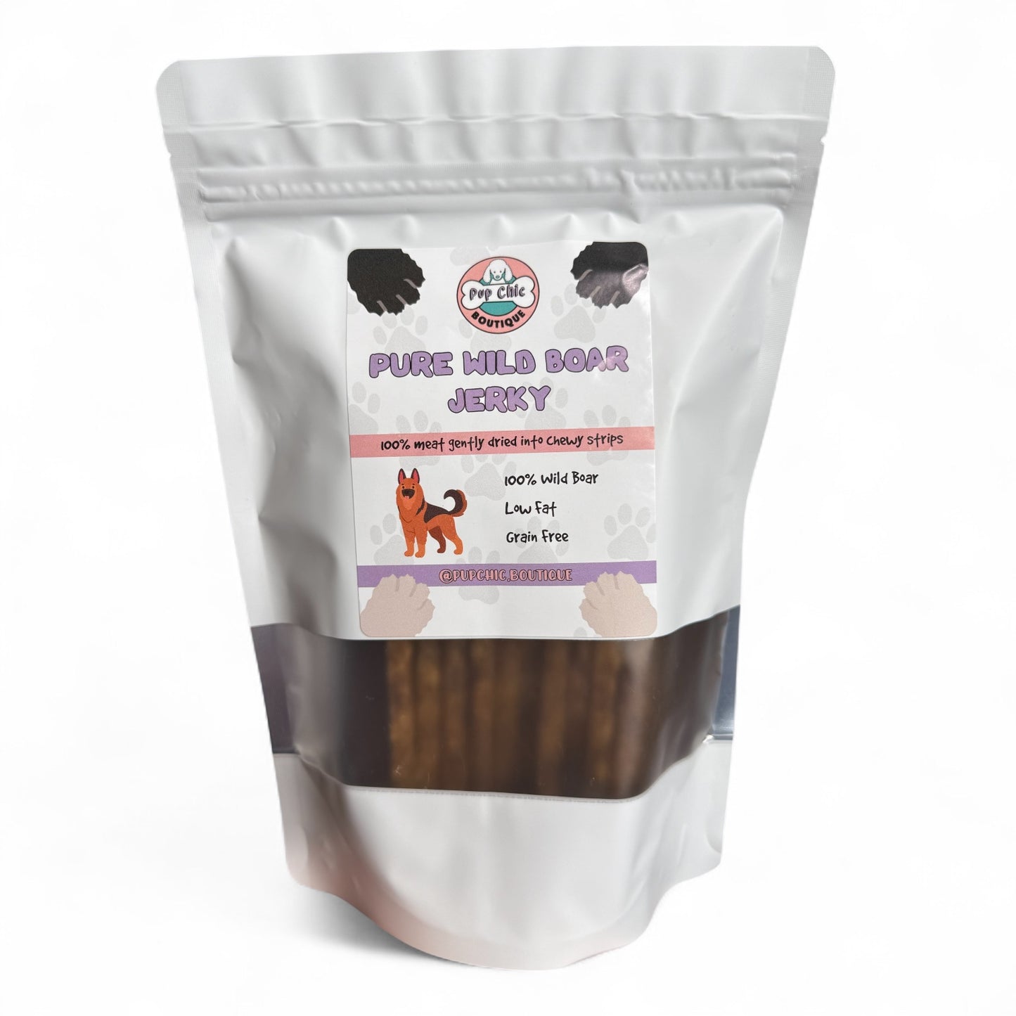 Pure Wild Boar Jerky – Low Fat, Grain-Free Treat for Dogs & Cats