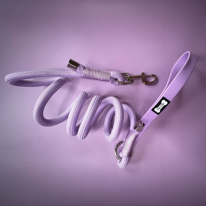 Lilac 5ft rope dog lead with PVC handle - Pup Chic Boutique