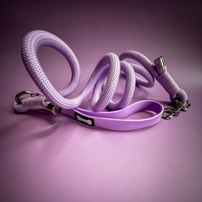 Lilac 5ft rope dog lead with PVC handle - Pup Chic Boutique