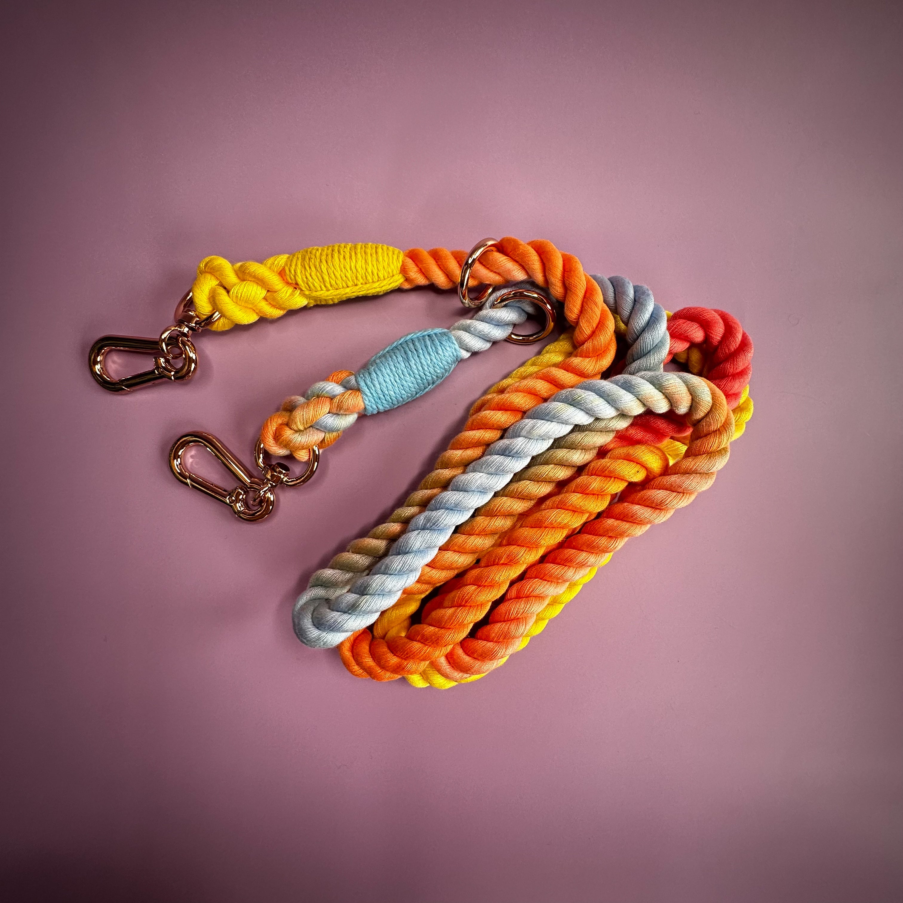 Rainbow Multi-use 7ft Rope Dog Lead - hands free leash - training lead - Pup Chic Boutique