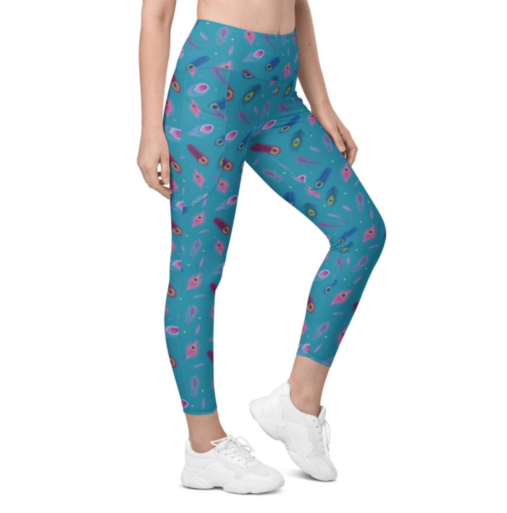 Power Peacock matching leggings - hair resistant pocket leggings