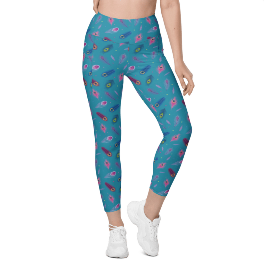 Power Peacock matching leggings - hair resistant pocket leggings