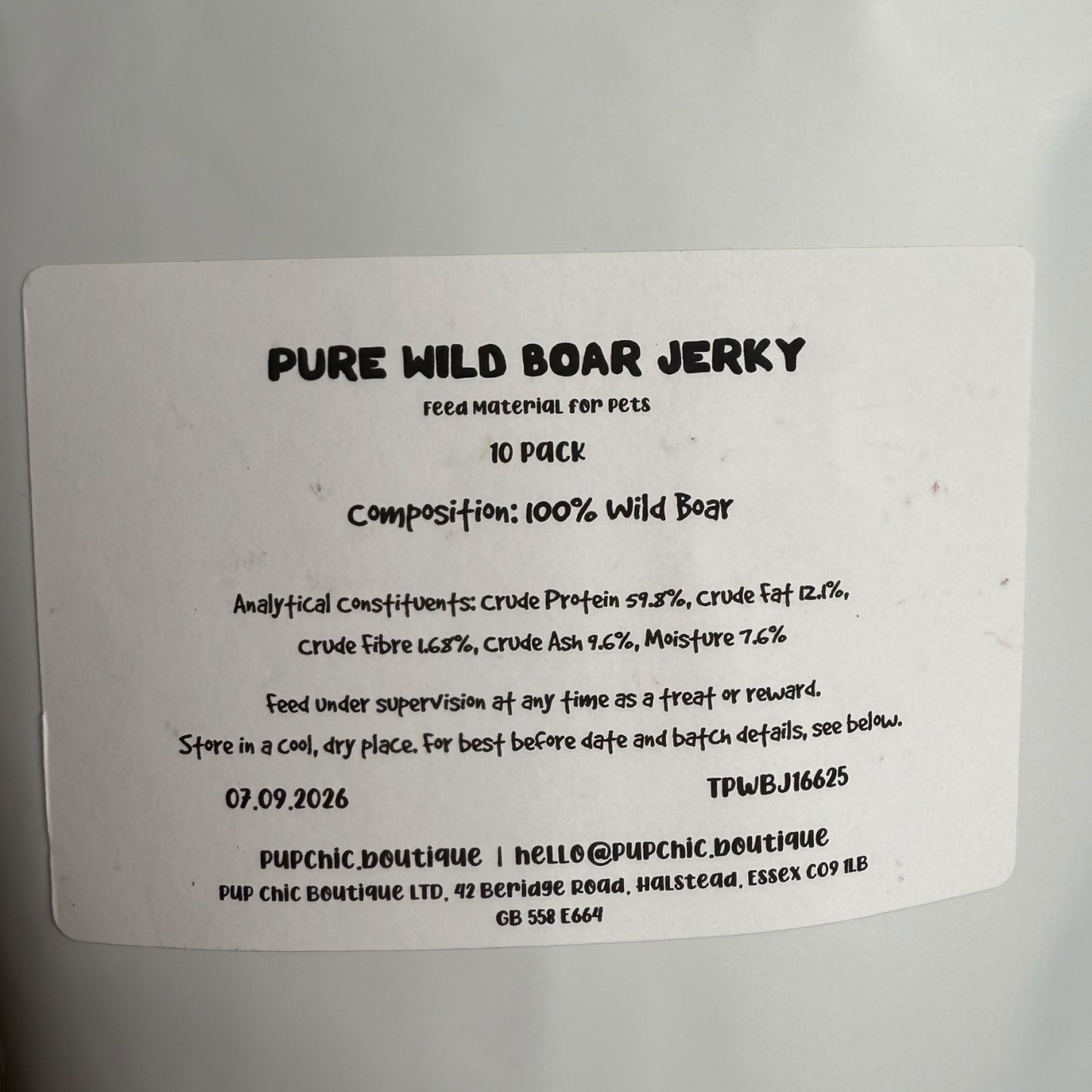 Pure Wild Boar Jerky – Low Fat, Grain-Free Treat for Dogs & Cats