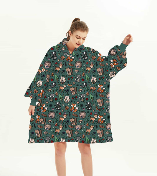 Snuggle Pup Hoodie - Woodland Wonderland - dog lover wearable blanket - dog carrier hoodie