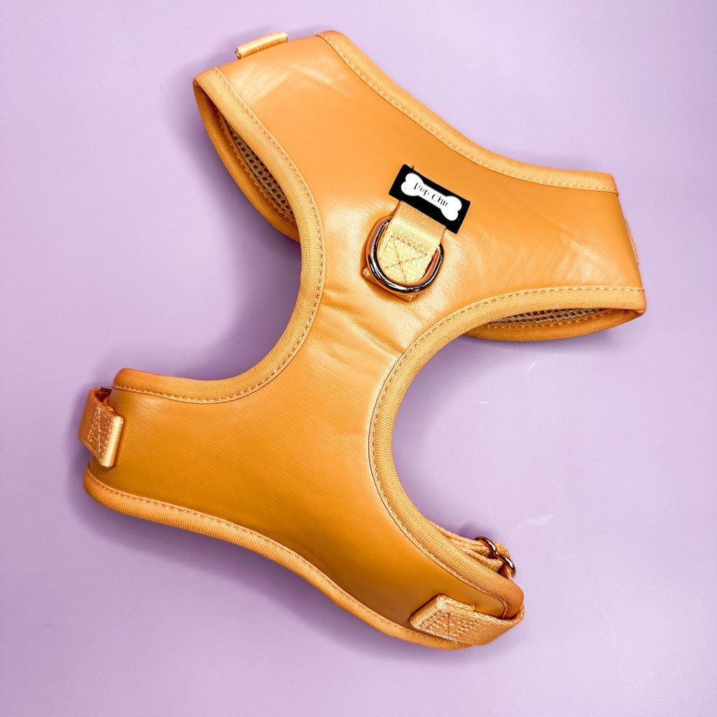 Alfresco Pup faux leather dog harness - camel colour adjustable dog harness - Pup Chic Boutique