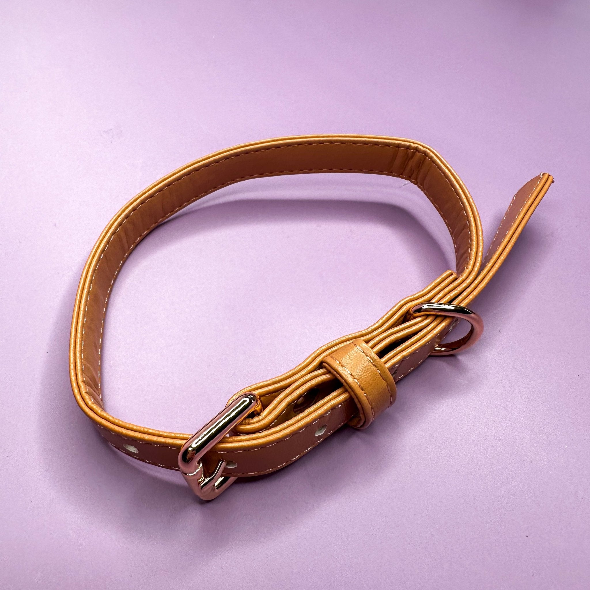 Alfresco Pup vegan leather dog collar - camel colour buckle dog collar - Pup Chic Boutique