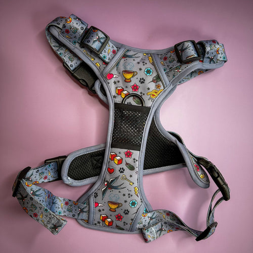 Artful Dogster No Pull Tactical Dog Harness – Vintage Tattoo Print, Adjustable, Step - In (Large - XL) - Pup Chic Boutique