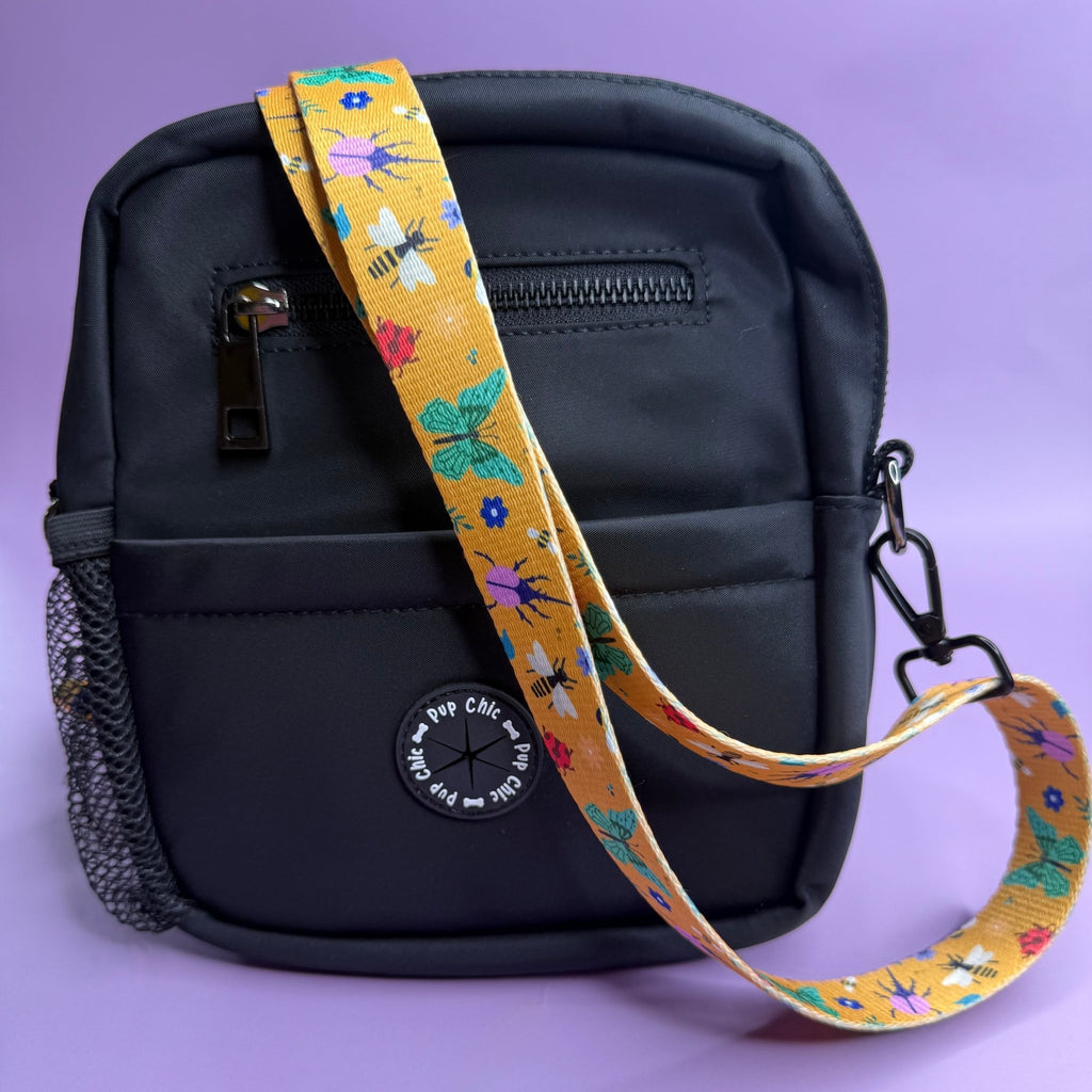 Black Dog walking bag - showerproof - choose strap - Pup Chic Boutique