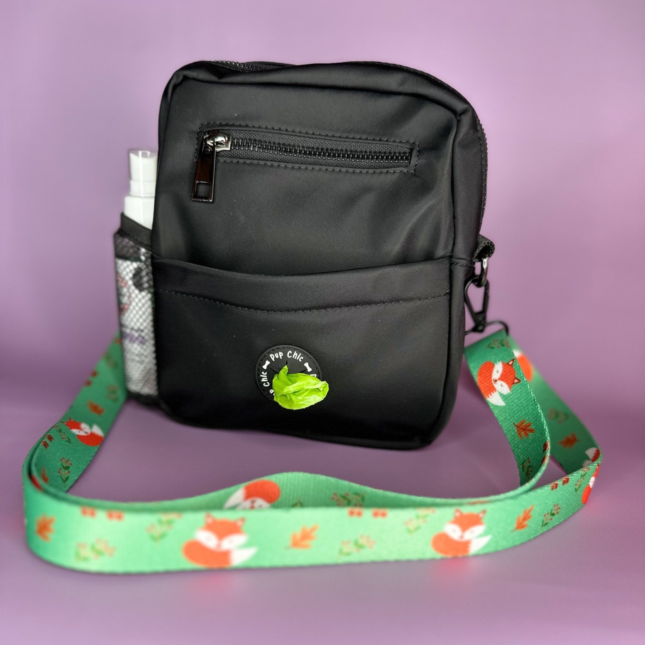 Black Dog walking bag - showerproof - choose strap - Pup Chic Boutique
