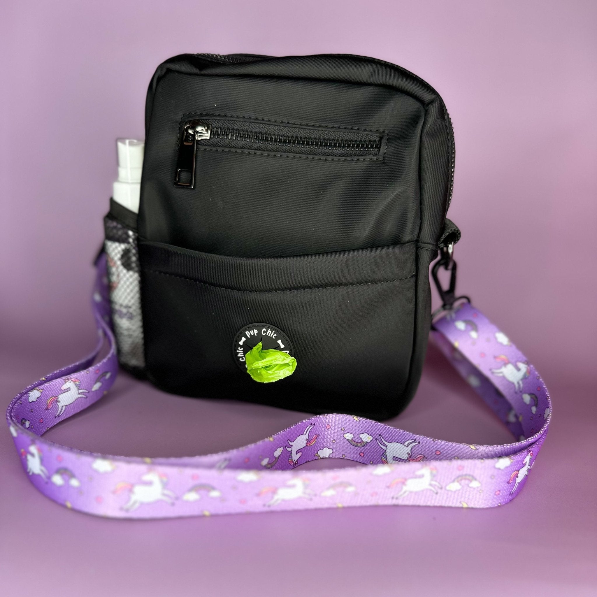 Black Dog walking bag - showerproof - choose strap - Pup Chic Boutique