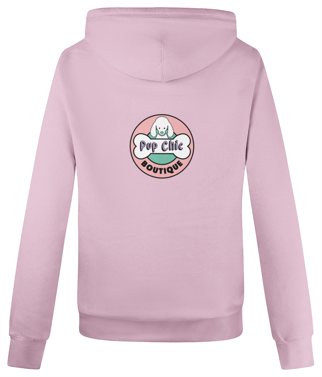 Black & Tan Yorkie Mama & Pup Chic Logo Cross Neck Hoodie - Pup Chic Boutique