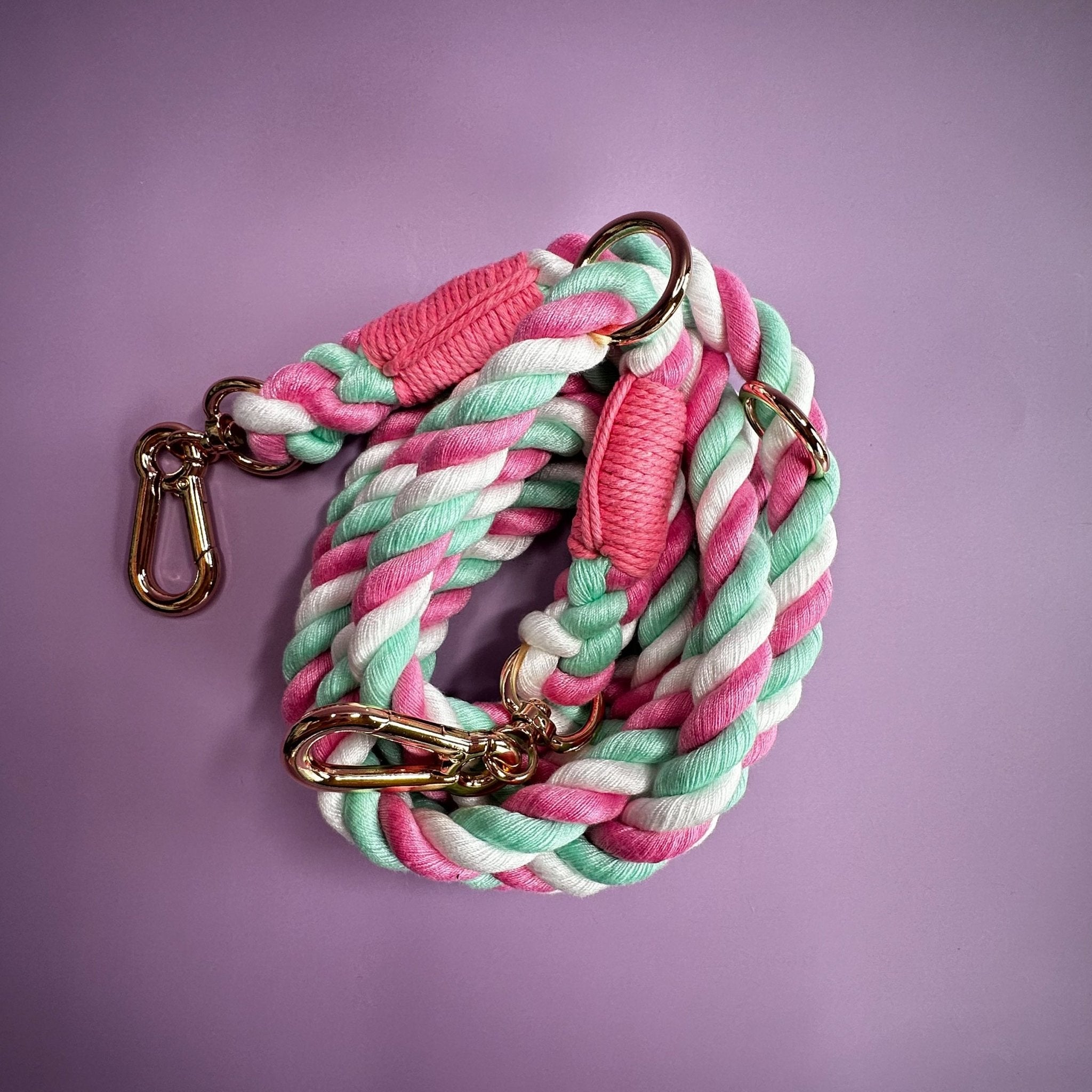 Cherry Blossom Multi - Use 7ft Rope Dog Lead – Versatile Hands - Free & Training Leash - Pup Chic Boutique