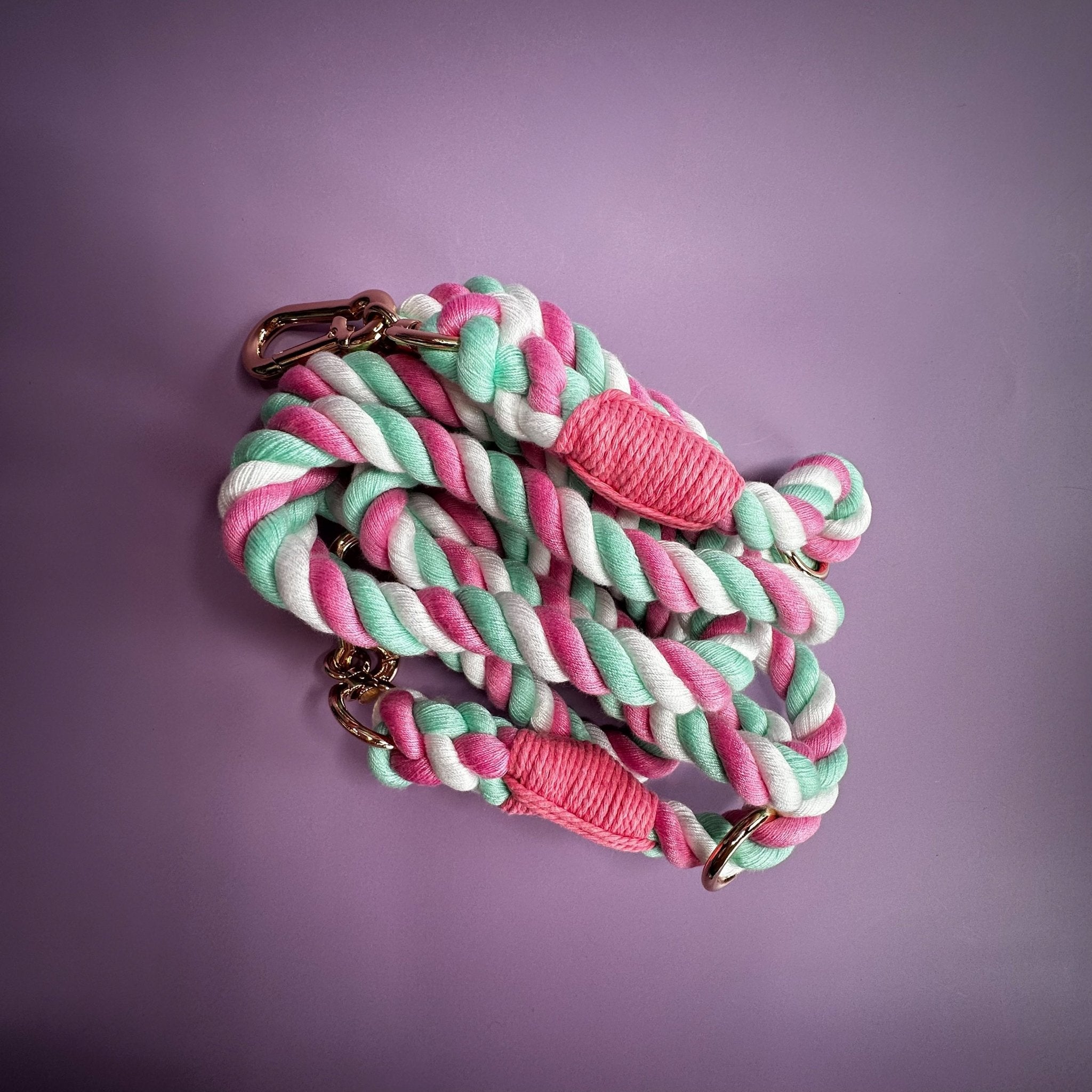 Cherry Blossom Multi - Use 7ft Rope Dog Lead – Versatile Hands - Free & Training Leash - Pup Chic Boutique