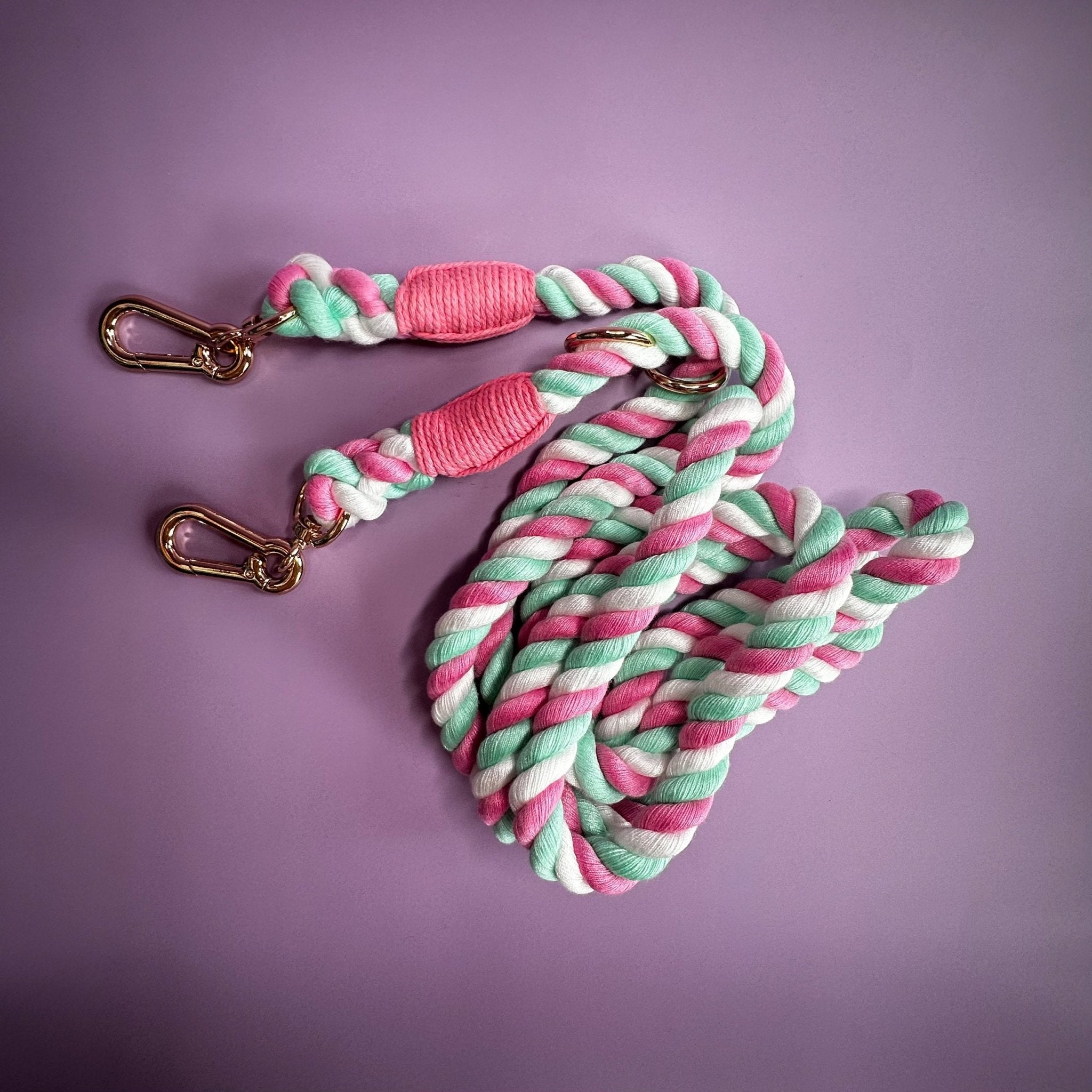 Cherry Blossom Multi - Use 7ft Rope Dog Lead – Versatile Hands - Free & Training Leash - Pup Chic Boutique