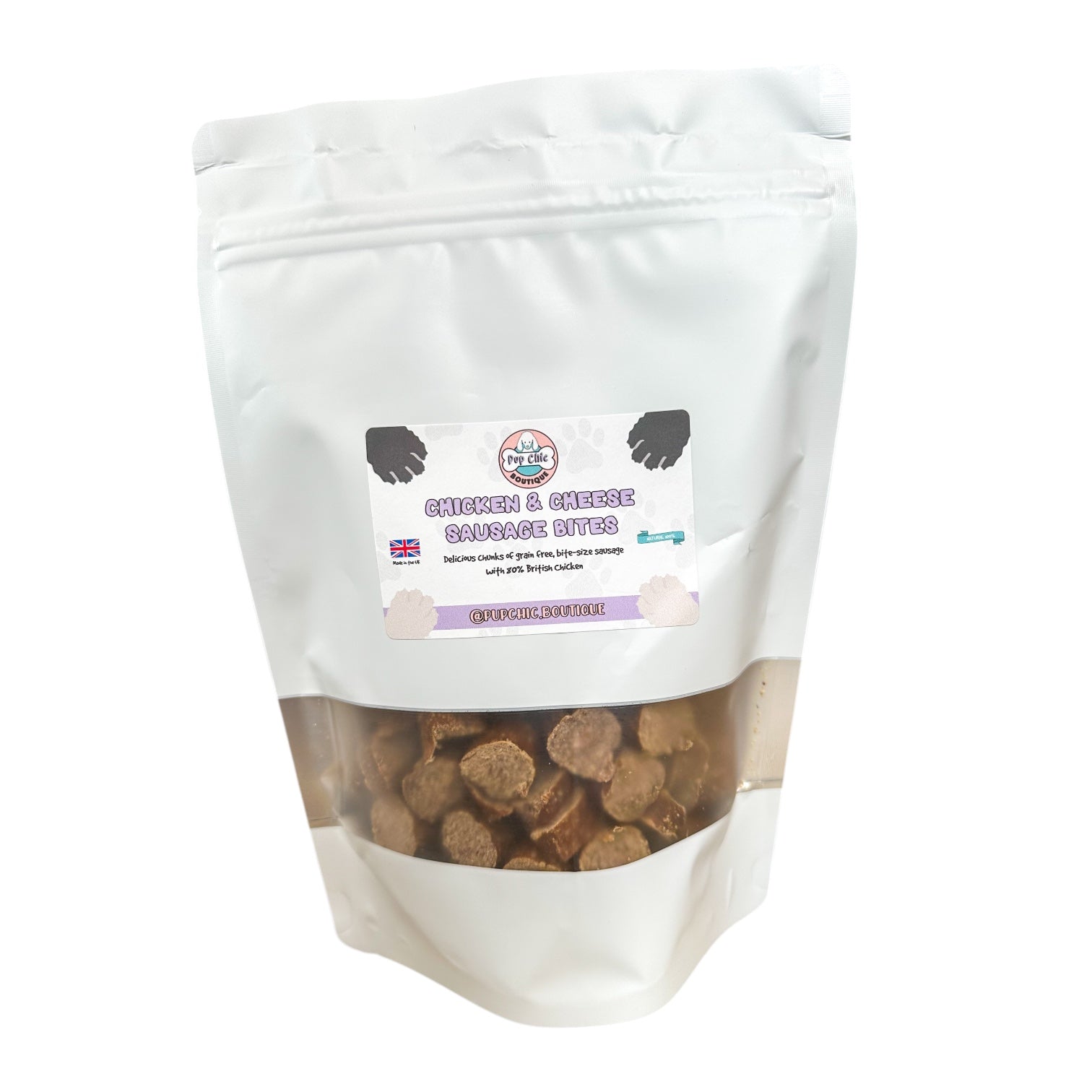 Chicken & Cheese sausage bites dog treats - grain free - Pup Chic Boutique