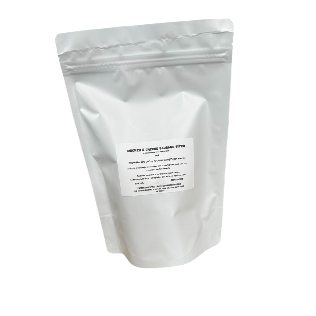 Chicken & Cheese sausage bites dog treats - grain free - Pup Chic Boutique