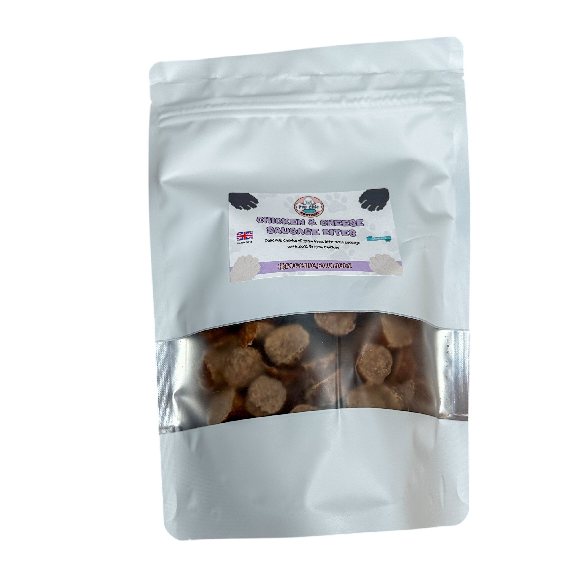 Chicken & Cheese sausage bites dog treats - grain free - Pup Chic Boutique