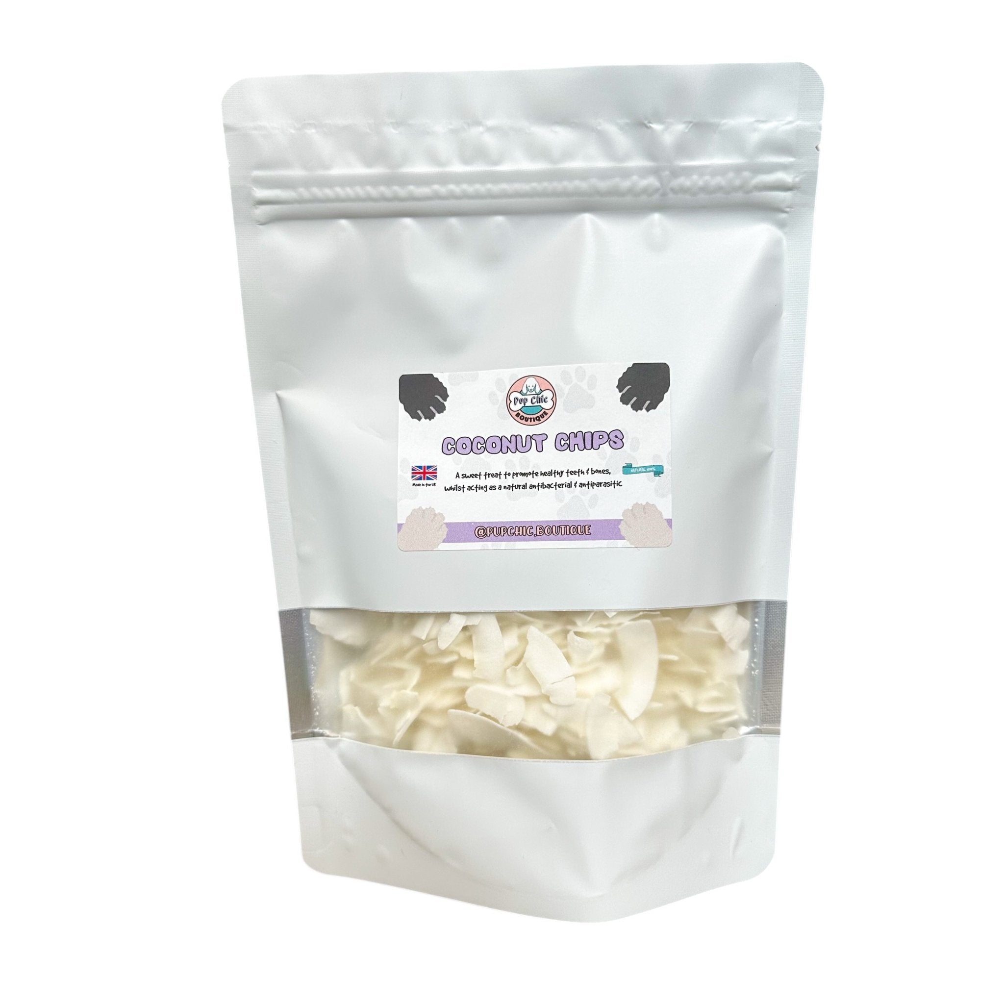 Coconut Chips dog treats - natural wormer - Pup Chic Boutique