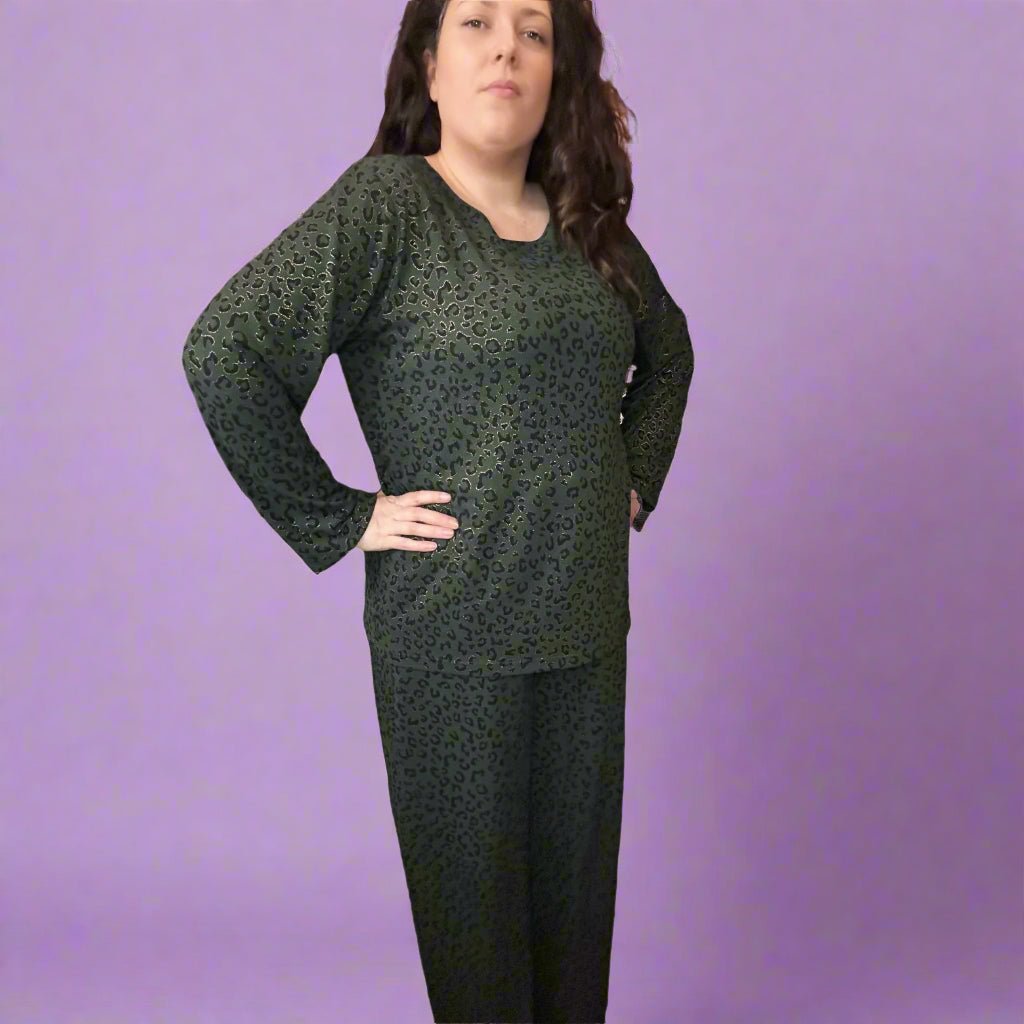 Emerald Green animal print co - ord/ loungewear set - match with your dog - Pup Chic Boutique