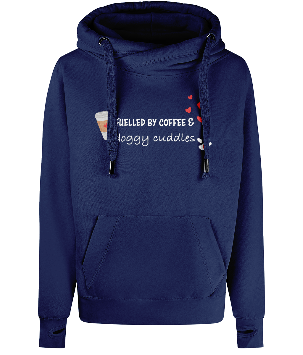 Fuelled by coffee Cross Neck Hoodie dark shades - Pup Chic Boutique
