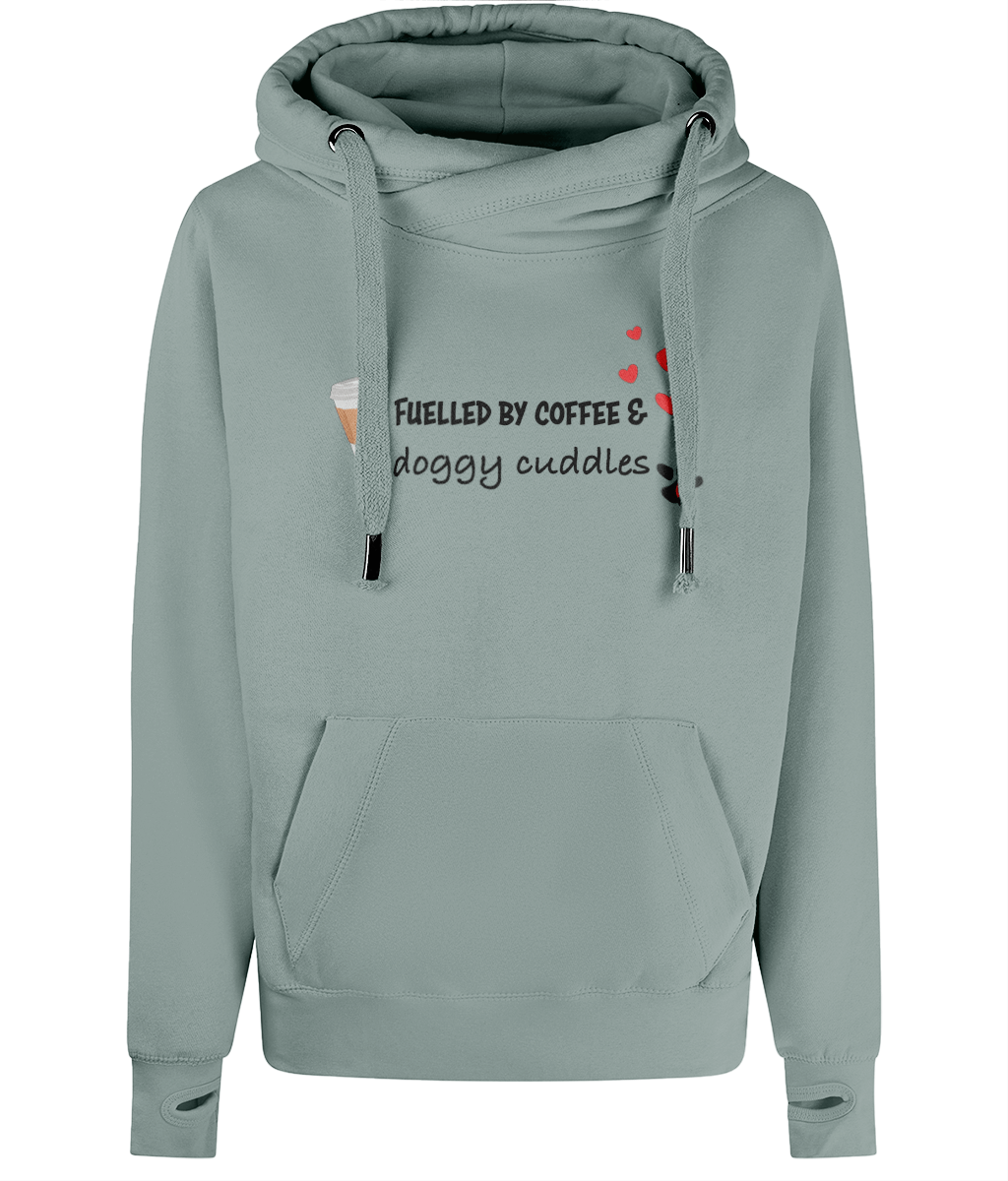 Fuelled by Coffee & Doggy Cuddles Cross - Neck Hoodie – Cosy Dog Mum Hoodie - Pup Chic Boutique