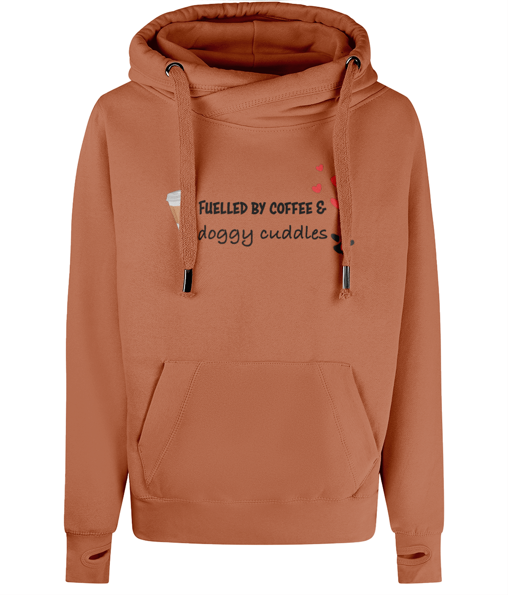 Fuelled by Coffee & Doggy Cuddles Cross - Neck Hoodie – Cosy Dog Mum Hoodie - Pup Chic Boutique