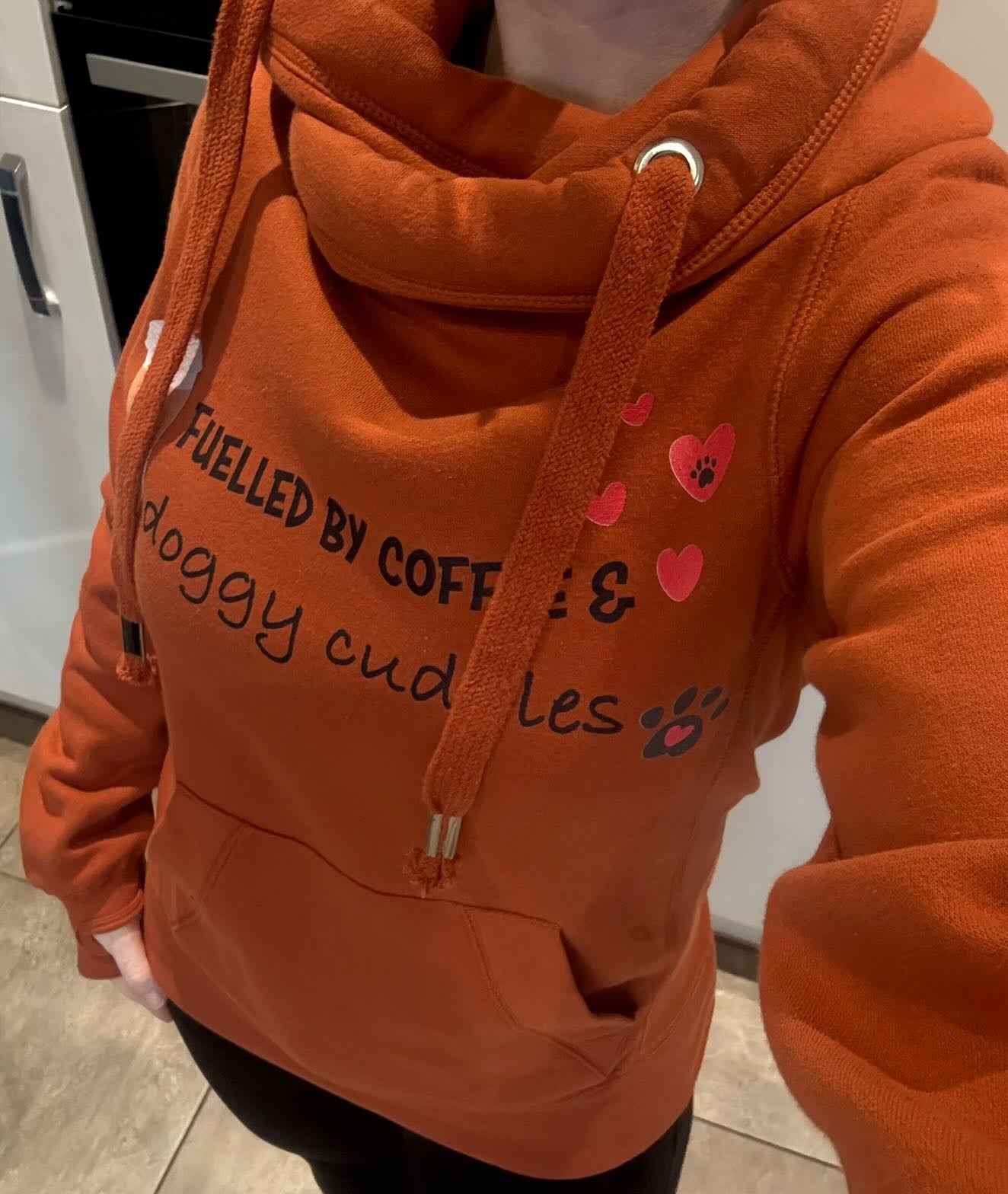 Fuelled by Coffee & Doggy Cuddles Cross - Neck Hoodie – Cosy Dog Mum Hoodie - Pup Chic Boutique