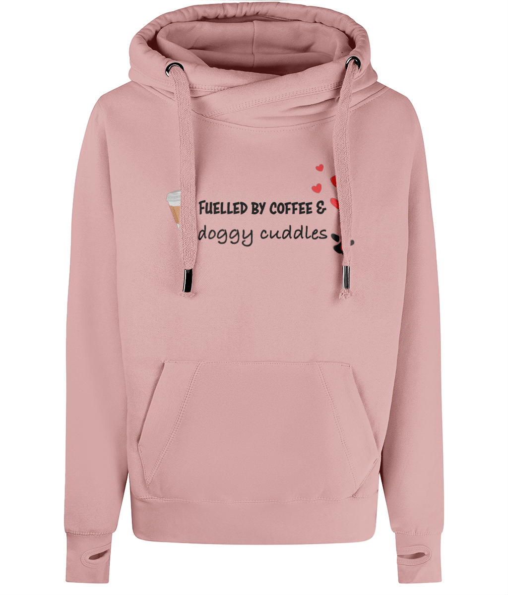 Fuelled by Coffee & Doggy Cuddles Cross - Neck Hoodie – Cosy Dog Mum Hoodie - Pup Chic Boutique