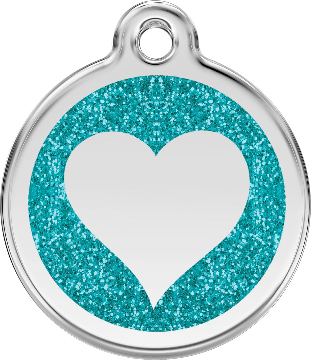 Glitter Heart Dog ID Tag – Personalised Engraved Tag for Pets - Pup Chic Boutique