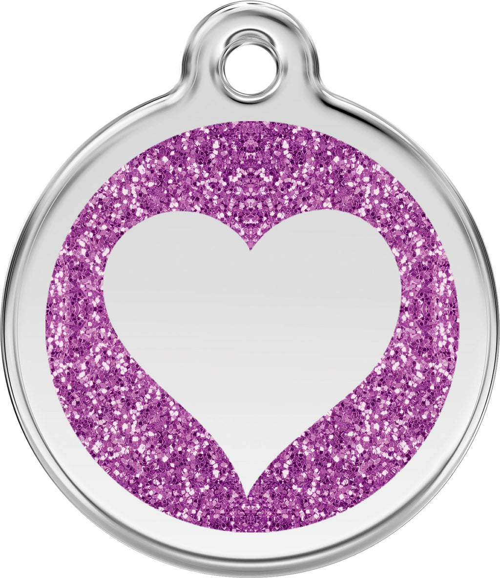 Glitter Heart Dog ID Tag – Personalised Engraved Tag for Pets - Pup Chic Boutique