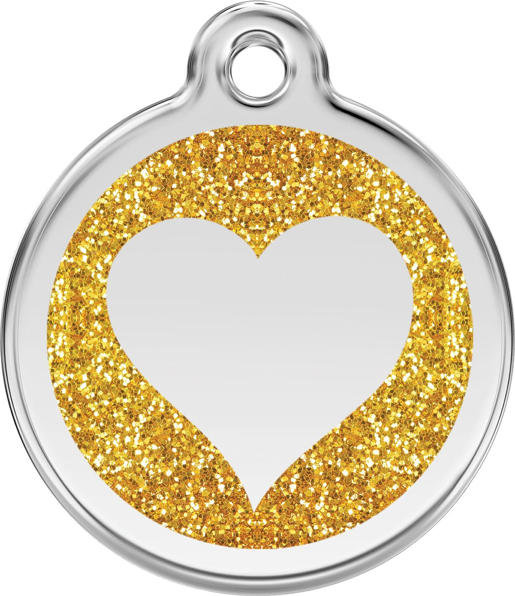 Glitter Heart Dog ID Tag – Personalised Engraved Tag for Pets - Pup Chic Boutique