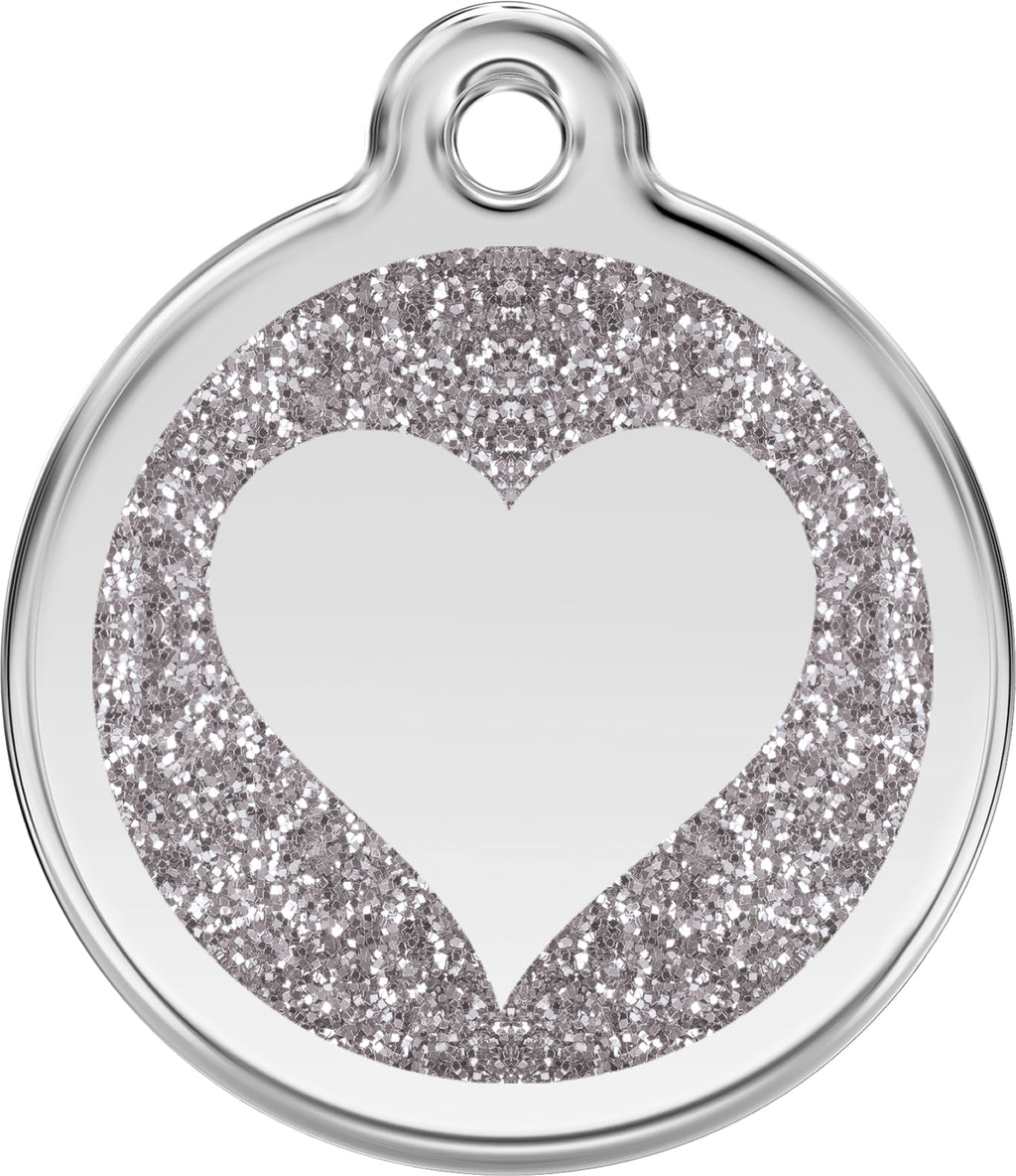 Glitter Heart Dog ID Tag – Personalised Engraved Tag for Pets - Pup Chic Boutique