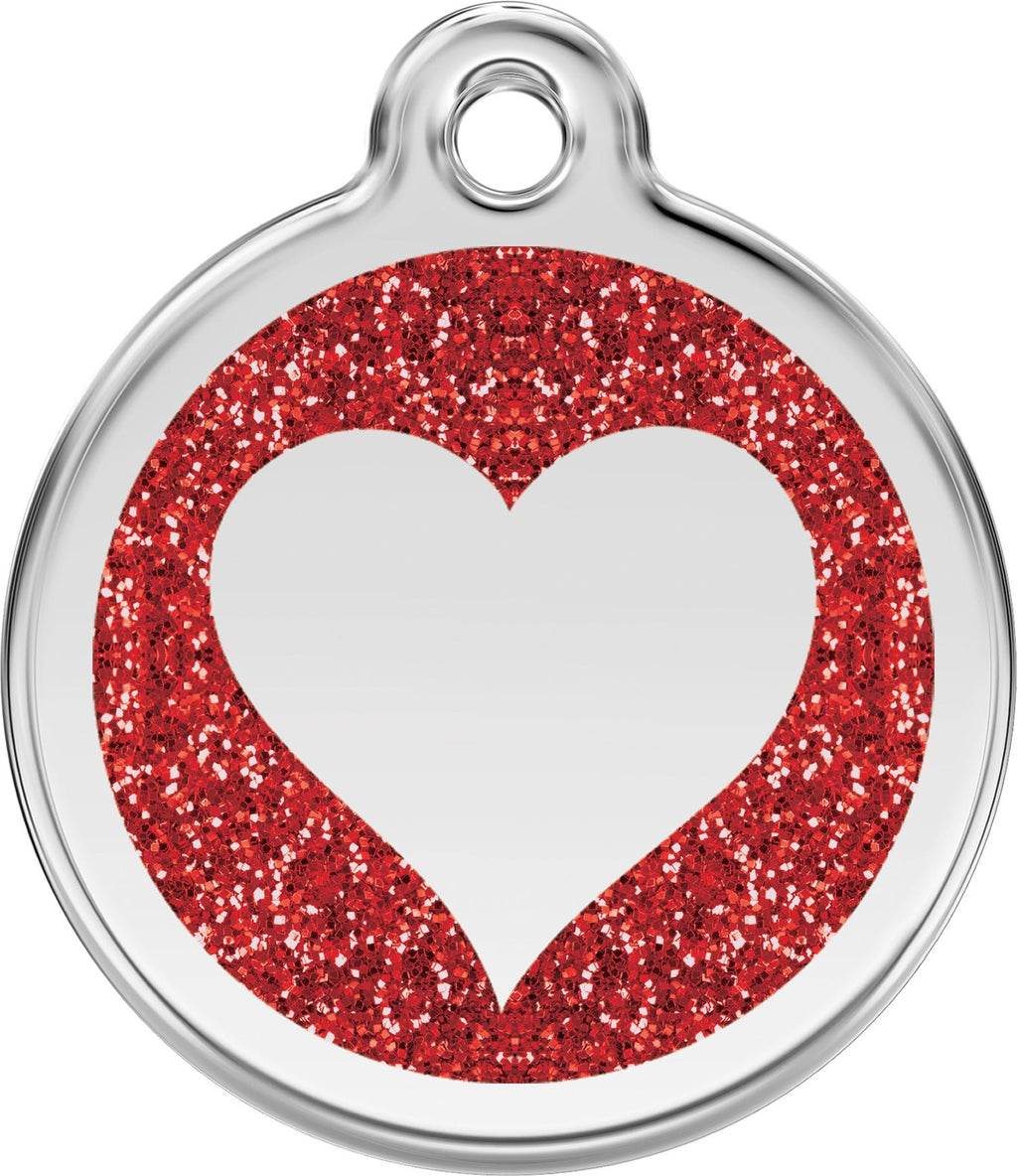 Glitter Heart Dog ID Tag – Personalised Engraved Tag for Pets - Pup Chic Boutique