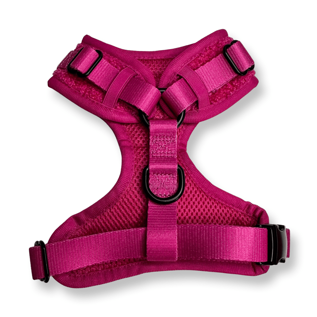 Hot Stuff pink fleece dog harness - adjustable dog harness - Pup Chic Boutique