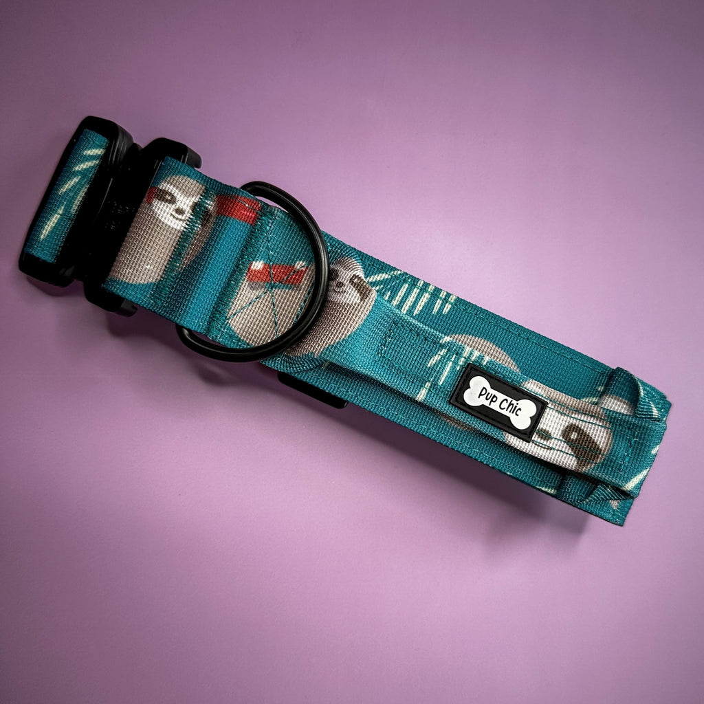 Lazy Sloth Tactical Dog Collar with Handle – Durable & Stylish for Large Dogs - Pup Chic Boutique