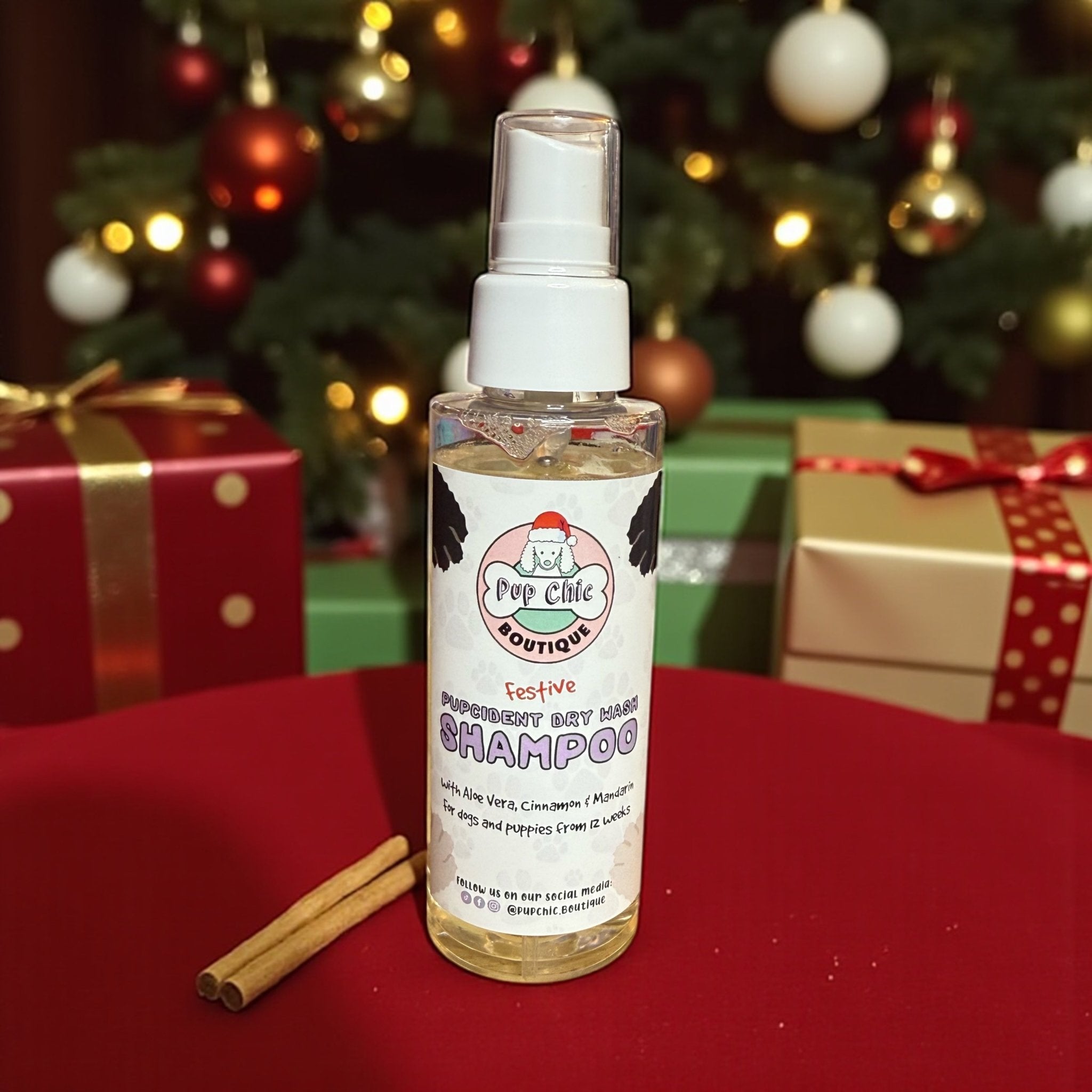 Limited Edition Festive Pupcident Dry Wash Shampoo – Cinnamon & Mandarin with Aloe Vera 🎄 - Pup Chic Boutique