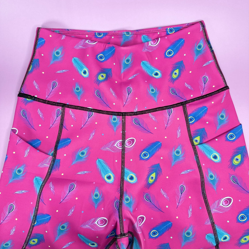 Peacock Power matching leggings - patterned grooming dog walking leggings - Pup Chic Boutique