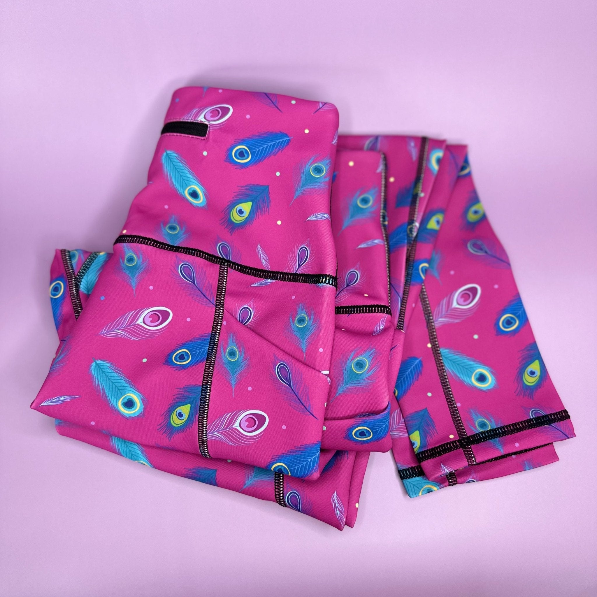 Peacock Power matching leggings - patterned grooming dog walking leggings - Pup Chic Boutique
