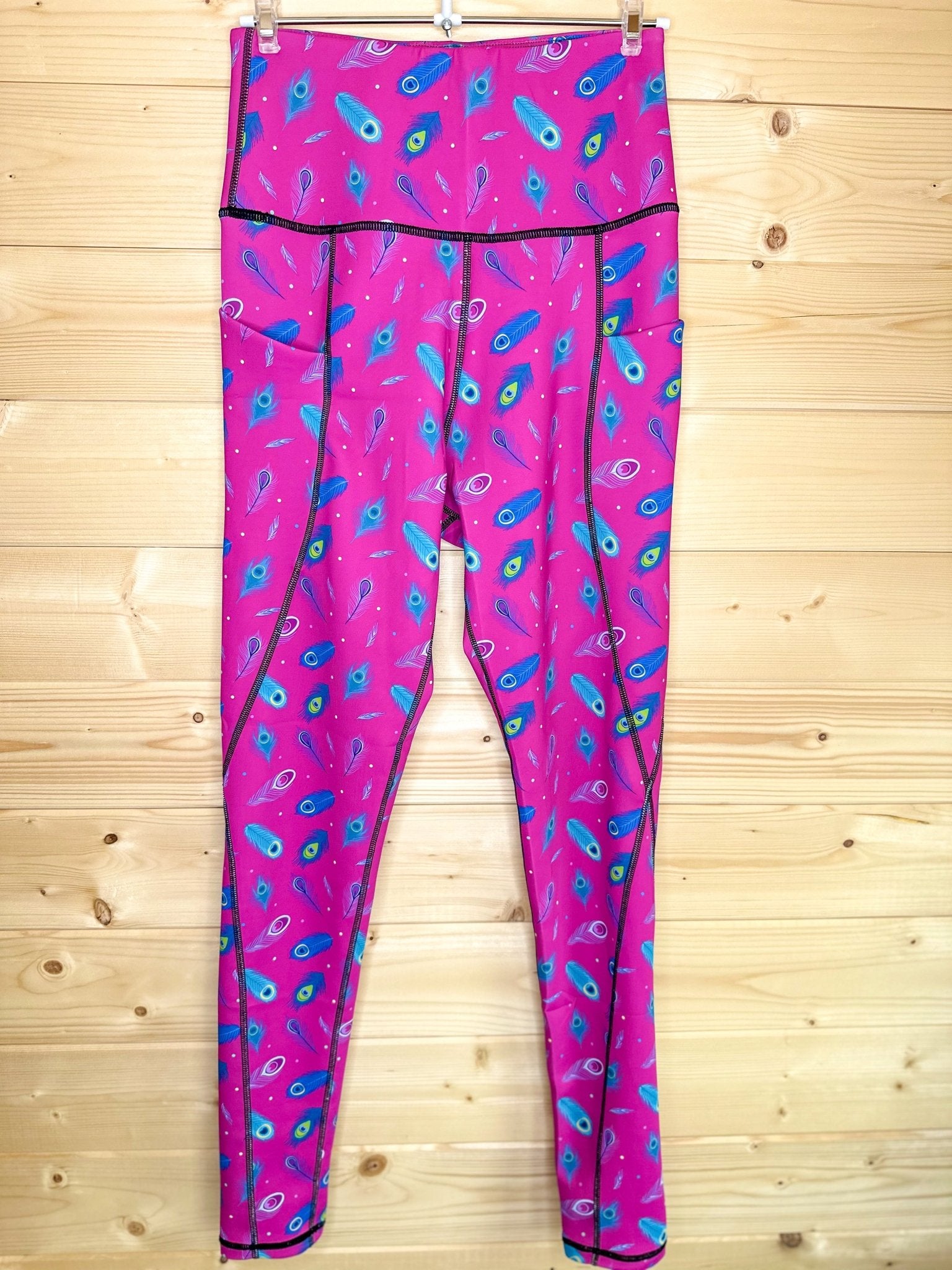 Peacock Power matching leggings - patterned grooming dog walking leggings - Pup Chic Boutique