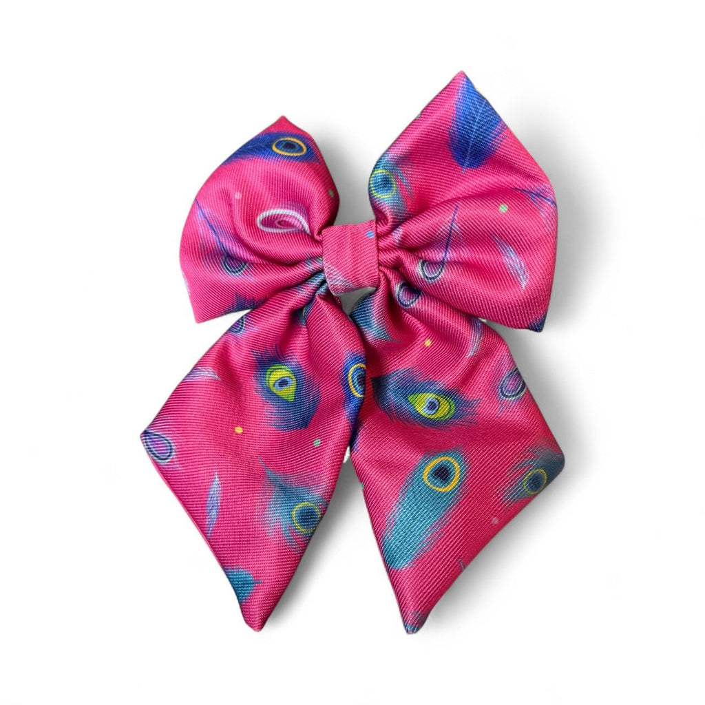 Peacock Power Sailor Bow – Bold, Beautiful & Pretty in Pink - Pup Chic Boutique