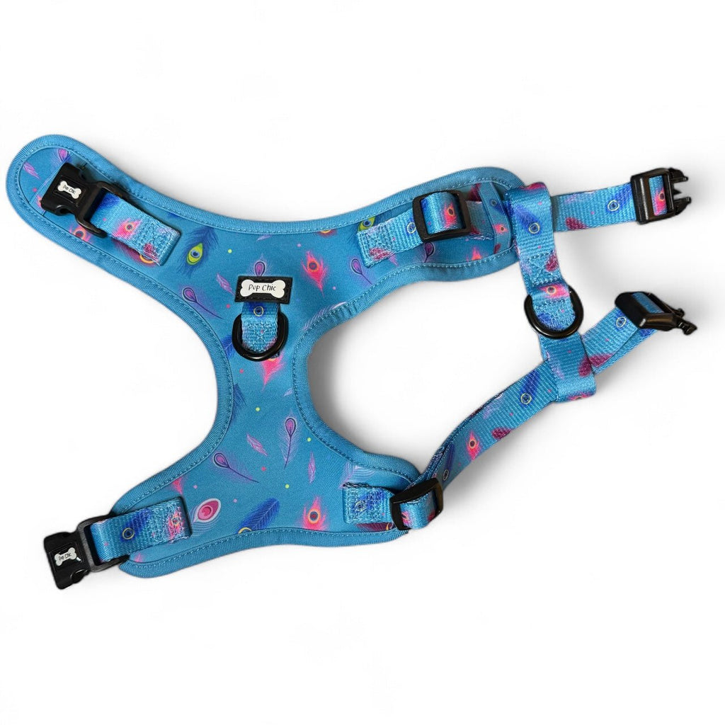 Power Peacock Step - In Adjustable Harness – Easy, Comfy & Made for Stylish Small Dogs! - Pup Chic Boutique