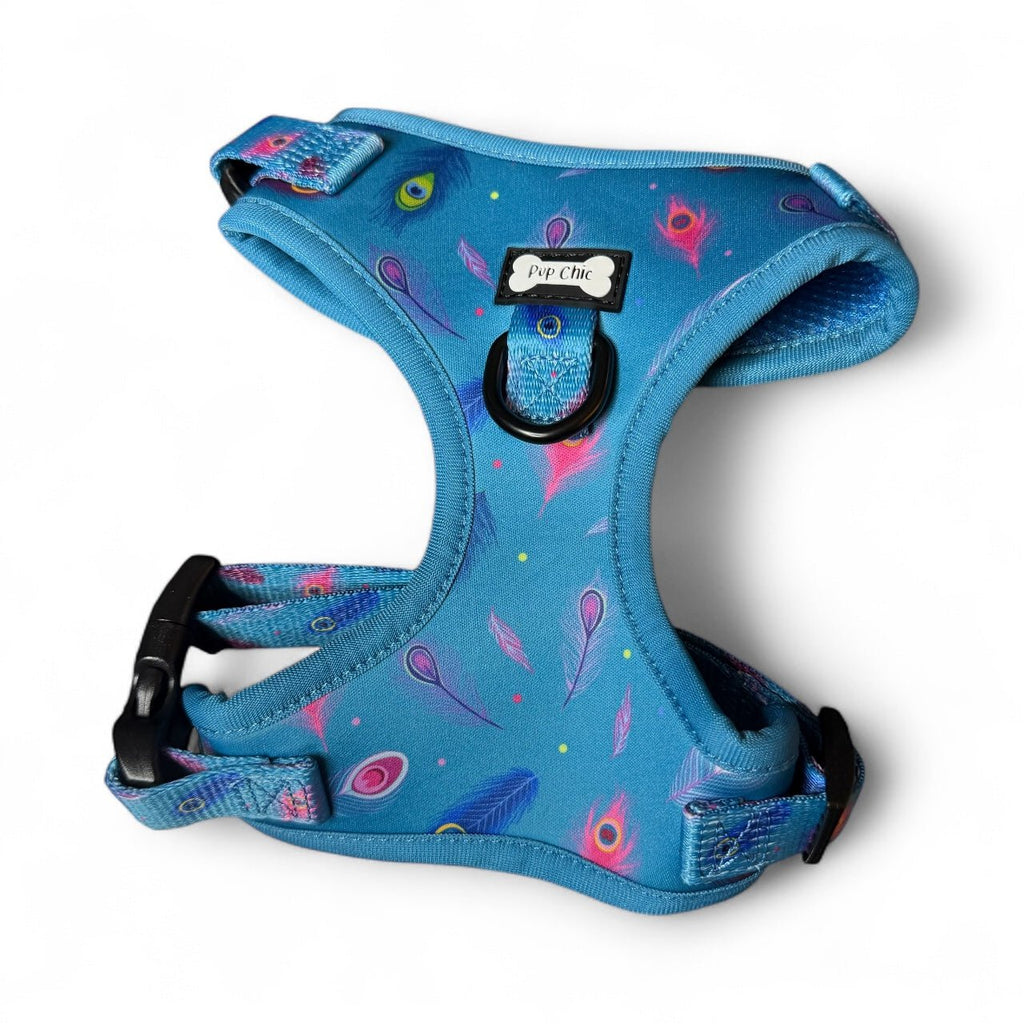 Power Peacock Step - In Adjustable Harness – Easy, Comfy & Made for Stylish Small Dogs! - Pup Chic Boutique