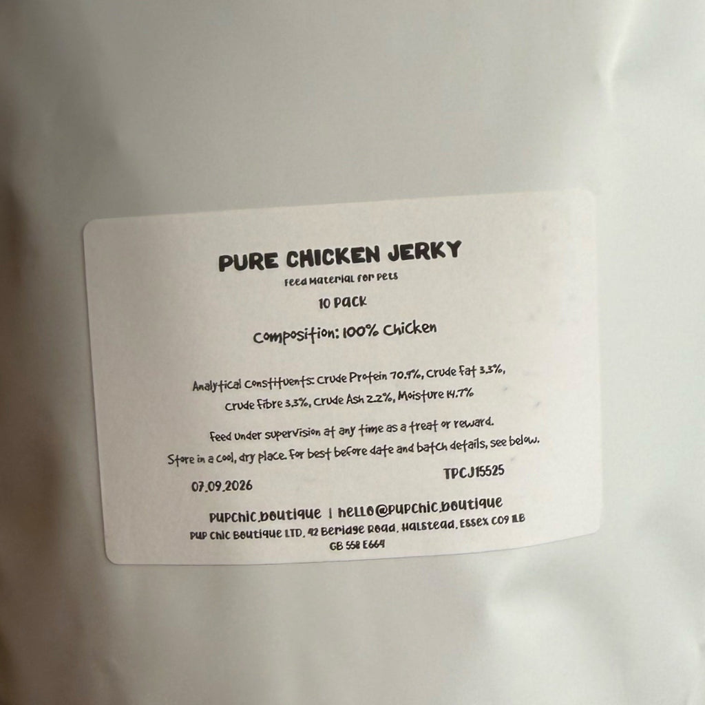 Pure Chicken Jerky – High Protein, Low Fat Treat for Dogs & Cats - Pup Chic Boutique