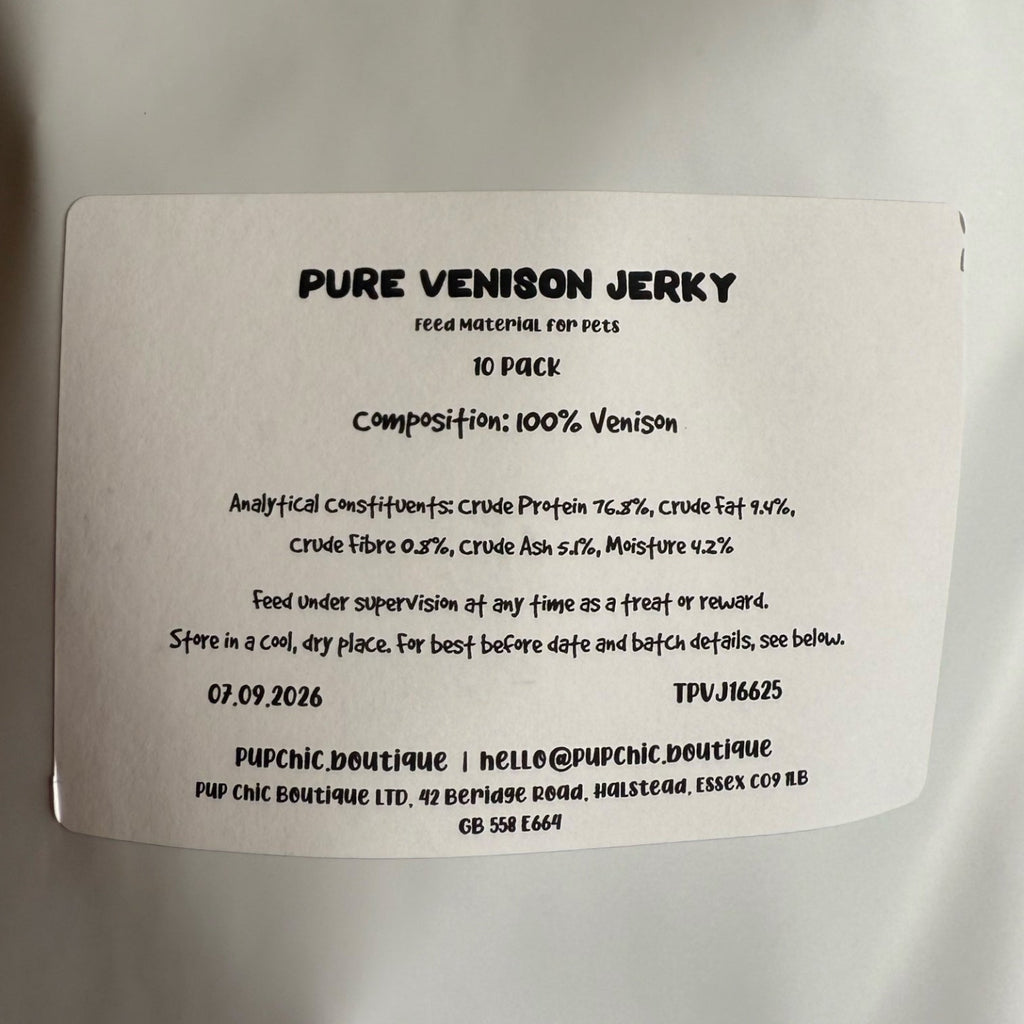 Pure Venison Jerky – Premium High Protein Treat for Dogs & Cats - Pup Chic Boutique