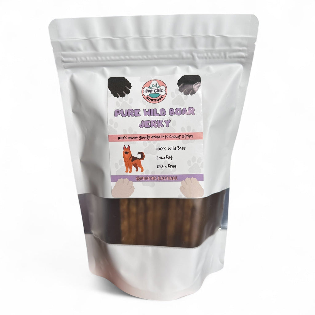 Pure Wild Boar Jerky – Low Fat, Grain - Free Treat for Dogs & Cats - Pup Chic Boutique