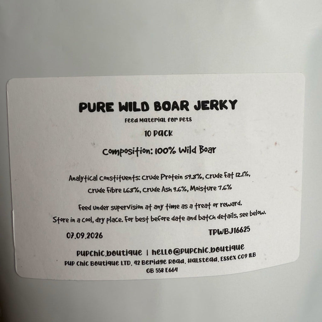 Pure Wild Boar Jerky – Low Fat, Grain - Free Treat for Dogs & Cats - Pup Chic Boutique