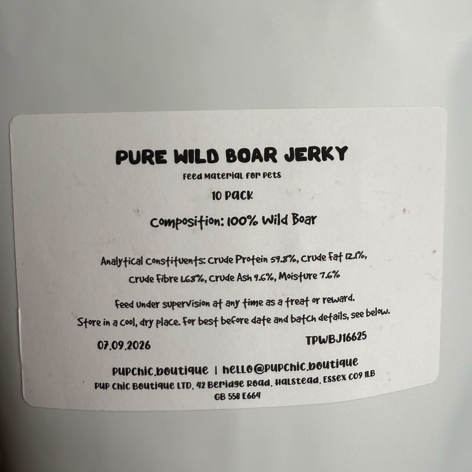 Pure Wild Boar Jerky – Low Fat, Grain - Free Treat for Dogs & Cats - Pup Chic Boutique