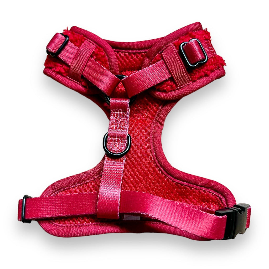 Ruby Red fleece harness - adjustable dog harness - Pup Chic Boutique