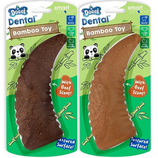 Dental Bamboo Beef Scented Horn Dog Chew Toy