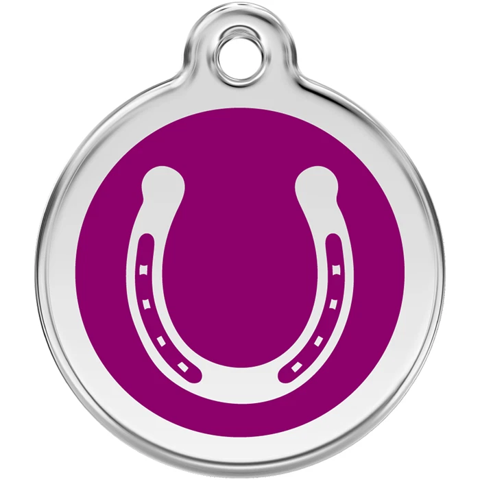 Horseshoe Enamel Tag – Personalised Engraved Tag for Pets